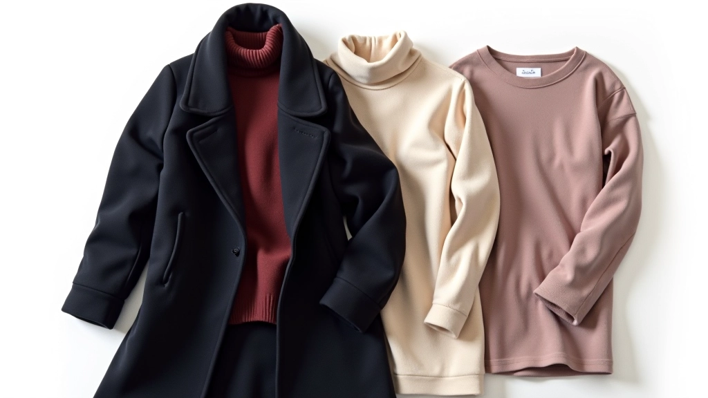 Winter clothing layering demonstration with coat, sweater and thermal base layer