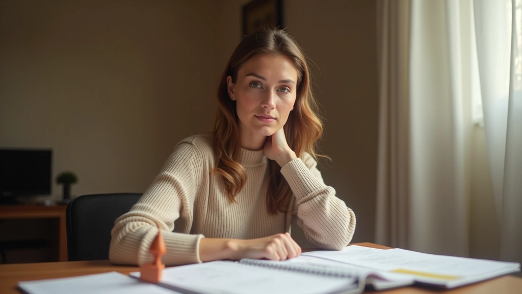 Woman planning monthly shopping strategy with calendar and budget notebook, color-coded seasonal sections visible